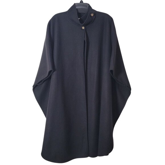 Baxter Wells Black Polyester Cape With Button Closure - Picture 1 of 12